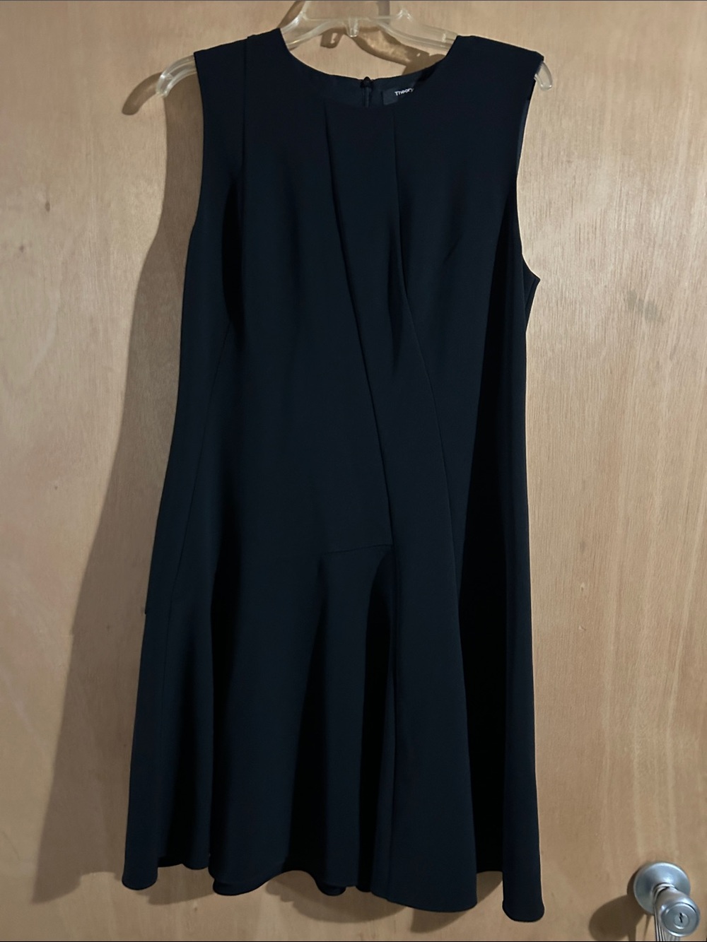 NWT Theory Sleeveless Black A-Line Dress with Front Pleat